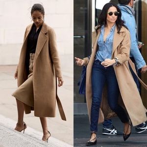 Vintage Luxury 100% Camel Hair Wool Belted Longline Wrap Coat Medium